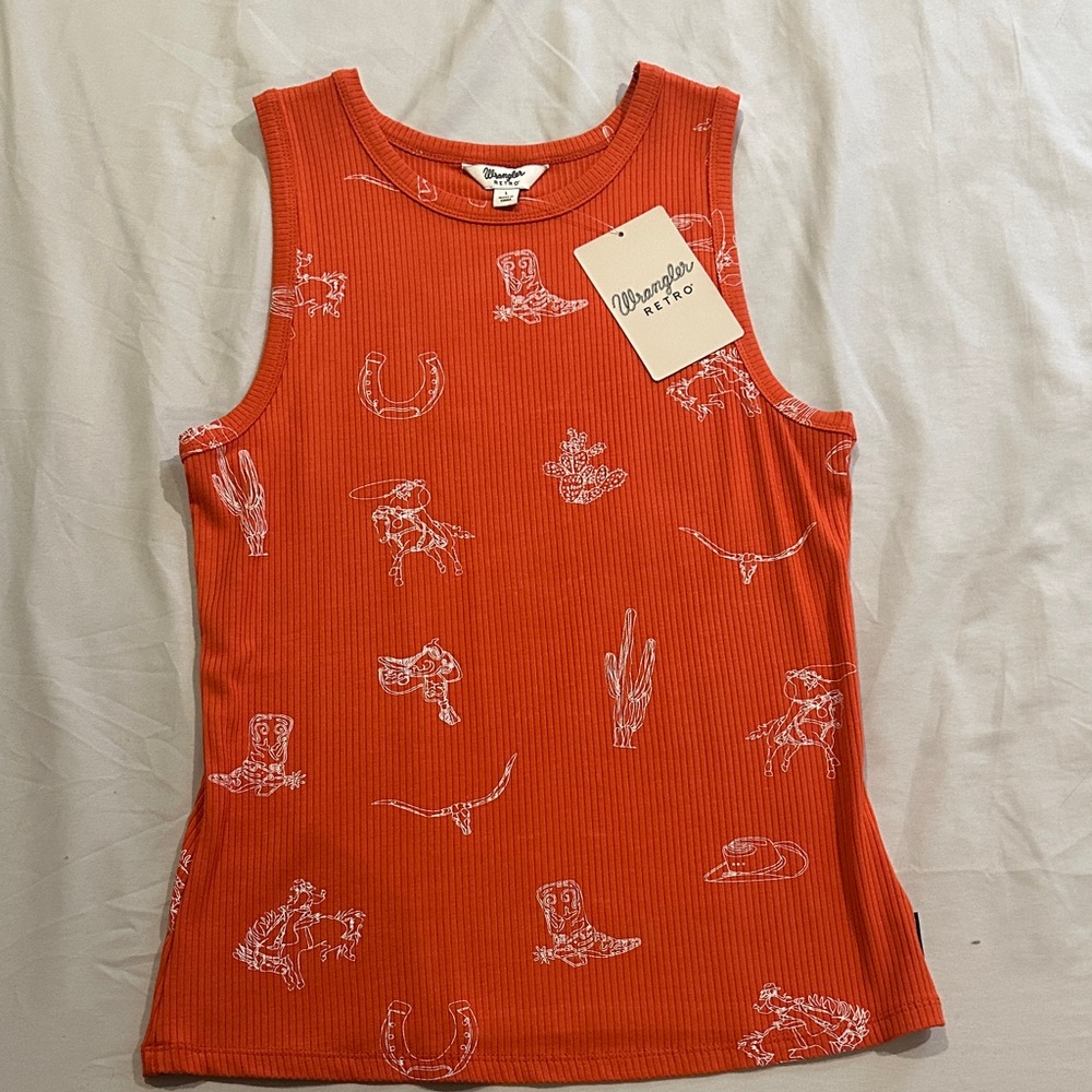 Wrangler Orange Graphic Tank Top